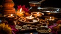 Diwali puja with incense and offerings