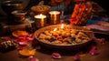 Diwali puja with incense and offerings