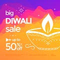 Diwali Sale banner with stylized oil lamp