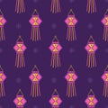 Diwali seamless pattern. Cute background for hindu holiday. Indian festival of lights. Vector illustration in flat