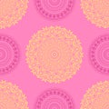 Diwali seamless vector pattern. Mandala and floral motif for wallpaper or fabric texture