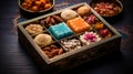 Diwali sweets and treats in a decorative box Royalty Free Stock Photo