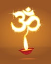 Diwali symbol Om with glow
