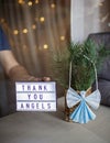 DIY angel made with medical masks, zero waste decor, gratitude from thankful patient Royalty Free Stock Photo