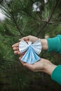 DIY angel made with medical masks, zero waste decor, gratitude from thankful patient Royalty Free Stock Photo