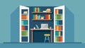 A DIY bookshelf desk is installed in a spacious closet providing a costeffective and organized solution for a home Royalty Free Stock Photo