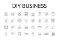 Diy business line icons collection. Handmade venture, Homemade enterprise, Bespoke business, Crafty company, Artisan