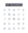 Diy business line icons collection. Handmade venture, Homemade enterprise, Bespoke business, Crafty company, Artisan