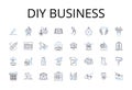 Diy business line icons collection. Handmade venture, Homemade enterprise, Bespoke business, Crafty company, Artisan