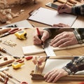 DIY and carpentry collage Royalty Free Stock Photo