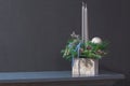 DIY Christmas centerpiece with two candles Royalty Free Stock Photo