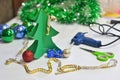 DIY Christmas tree made of colored paper Royalty Free Stock Photo