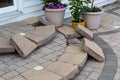 DIY construction replacing patio steps bricks Royalty Free Stock Photo