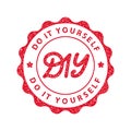 DIY do it yourself. Lettering abbreviation logo circle stamp. Rubber seal stamp on white background Vector illustration.