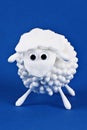 Diy Eid al adha lamb sheep cotton pads, cotton buds, swabs on blue Gift idea, decor Eid al adha