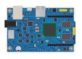 DIY electronic mega board with a micro-controller, LEDs, connectors, and other electronic components, to form the basic