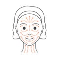 DIY face lifting sculpting massage lines illustration