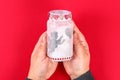 Diy Fairy Jar on red background. Gift ideas, decor February 14, St. Valentines Day, love. Handmade