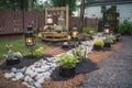 diy garden project with intricate walkway and lanterns