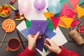 DIY holiday background, birthday party decorations Royalty Free Stock Photo