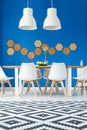 Dining room with patterned rug Royalty Free Stock Photo