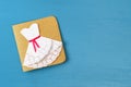 Diy Mothers Day greeting card with a paper napkin dress and flower decoration Royalty Free Stock Photo