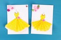 Diy Mothers Day greeting card with a paper napkin dress and flower decoration Royalty Free Stock Photo