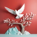 Diy Polygon Dove Paper Craft: Tree Branch Design For Wall Decor