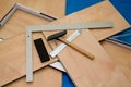 DIY project: laminate floor and tools used Royalty Free Stock Photo