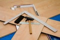 DIY project: laminate floor and tools used Royalty Free Stock Photo
