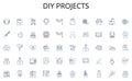 DIY projects line icons collection. teamwork, alliance, synergize, collaboration, unity, joint venture, cooperation