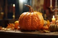 DIY pumpkin decor project with stepbystep Royalty Free Stock Photo