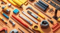 diy realistically assembling home improvement tools Royalty Free Stock Photo