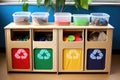 diy recycling station with labeled compartments