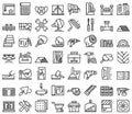 DIY repair icons set outline vector. Worker repair