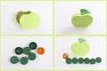 DIY summer paper craft for kids, how to make an caterpillar and apple, homemade handicraft from recycled materials