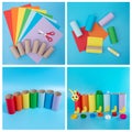 DIY summer paper craft for kids, how to make an caterpillar, homemade handicraft from recycled materials