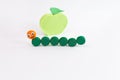 DIY summer craft for kids, how to make caterpillar from plastic bottle cap, homemade handicraft,