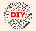 DIY Template. Do it yourself. Home Repair Tools Concept illustration. Hand Made.