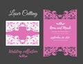 DIY Template for laser cutting. Open card. The front and rear side. vector can be used as an envelope. Wedding die cut Royalty Free Stock Photo