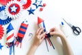 Diy 4th of July decor color American flag. children craft