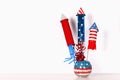 Diy 4th of July decor color American flag, red, blue, white. Gift idea, decor USA Independence Day Royalty Free Stock Photo