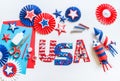 Diy 4th of July decor USA letters color American flag. Children craft