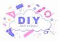 DIY Tools Do It Yourself Background Illustration For Home Renovation and Creative Projects. Using To Banner, Wallpaper or Landing Royalty Free Stock Photo