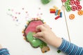 DIY toy for actively explore different materials. Royalty Free Stock Photo