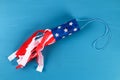Diy windsocks 4th of July toilet sleeve and crepe paper colors American flag, red, blue and white Royalty Free Stock Photo