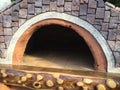 DIY wood burning outdoor pizza oven Royalty Free Stock Photo