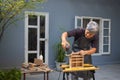 DIY woodworking for retirees. Woodworking projects for seniors Royalty Free Stock Photo