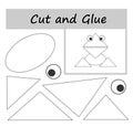 DIY worksheet. Color, cut parts of the image and glue on the paper. Cartoon frog Royalty Free Stock Photo