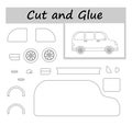 DIY worksheet. Color, cut parts of the image and glue on the paper. Vector illustration of microbus